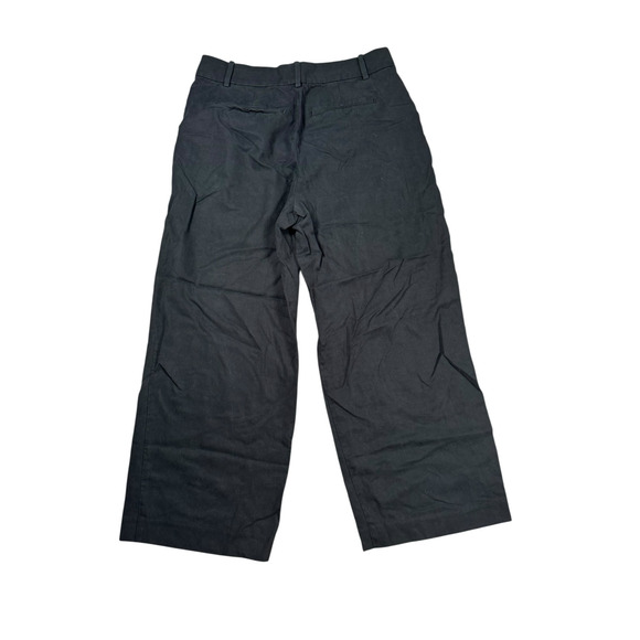 Madewell Slouchy Straight Pants Womens Size 6P Petite Black Linen Blend Trouser - Picture 4 of 11